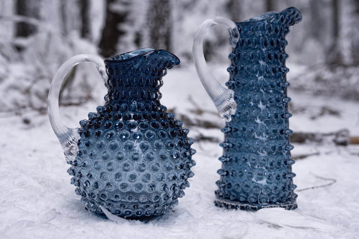 klimchi-hobnail-carafe-1-l-bleu-fum-picots image 6