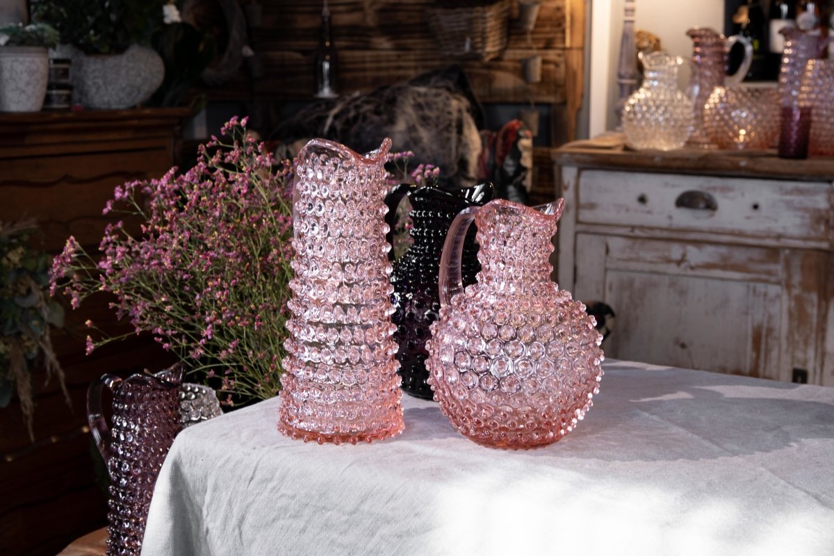 klimchi-hobnail-pichet-rosaline-rose-2-l-en-verre-pois image 7