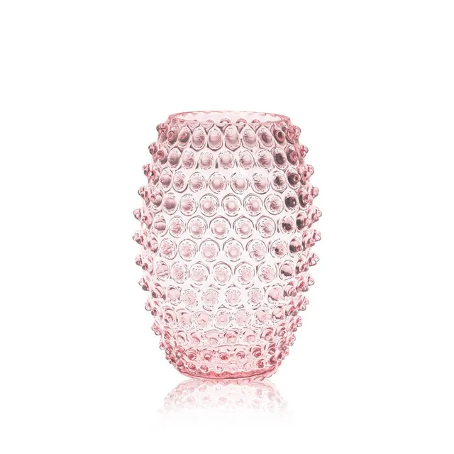 klimchi-hobnail-vase-ovale-rosaline-verre-rose-fleurs image 1