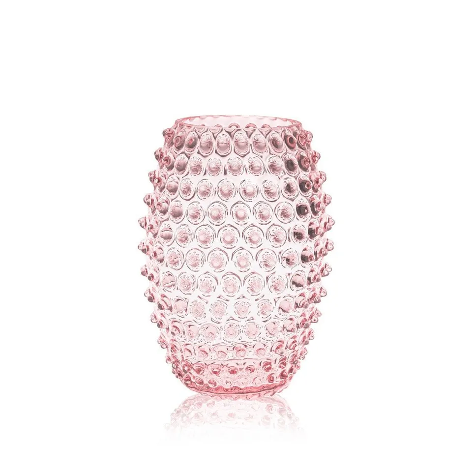 klimchi-hobnail-vase-ovale-rosaline-verre-rose-fleurs image 1