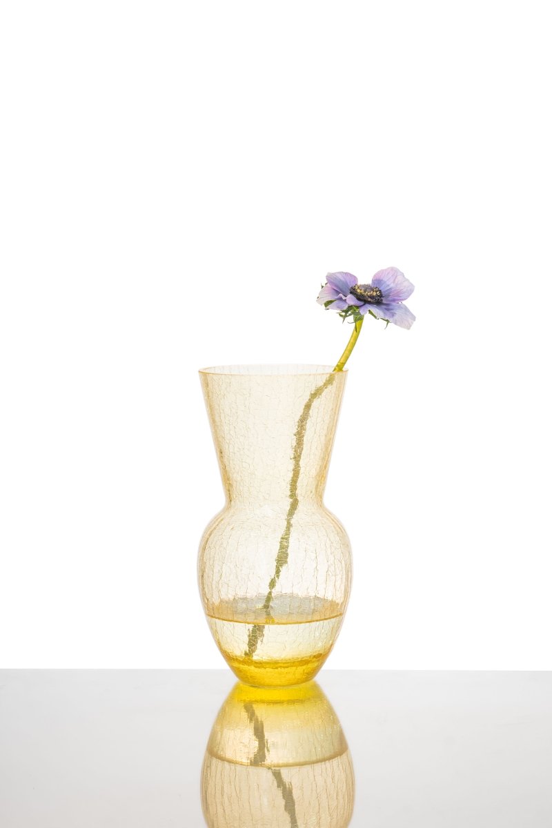 klimchi-felicity-vase-en-verre-jaune-buttercup-craquel-fait-main image 2