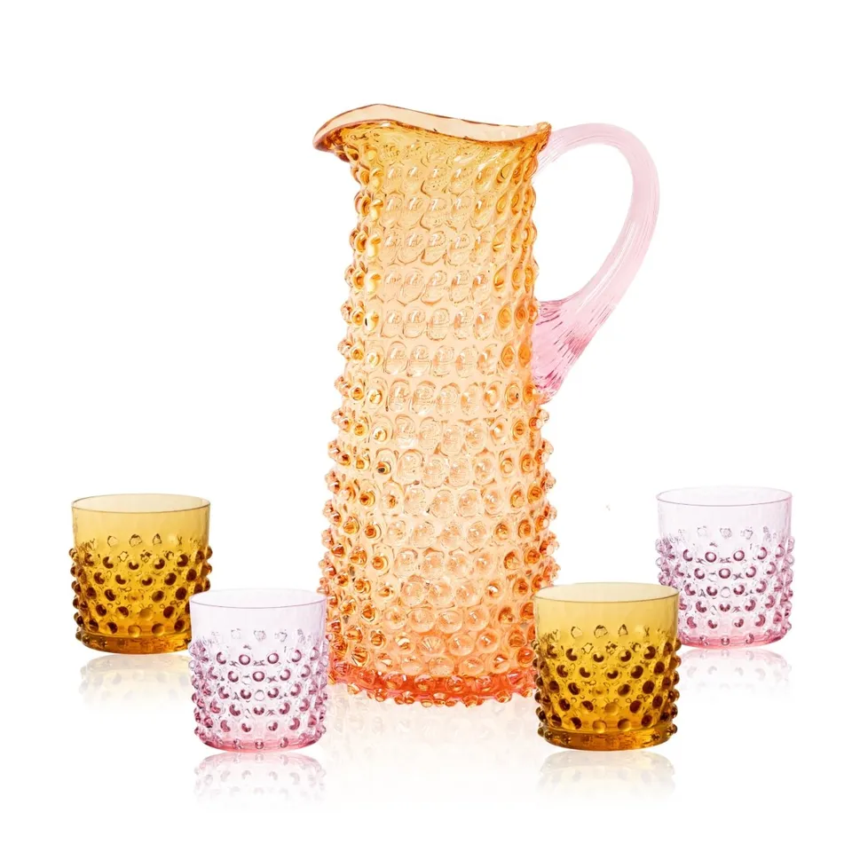 klimchi-hobnail-carafe-sunrise-verres-whisky-en-verre image 1