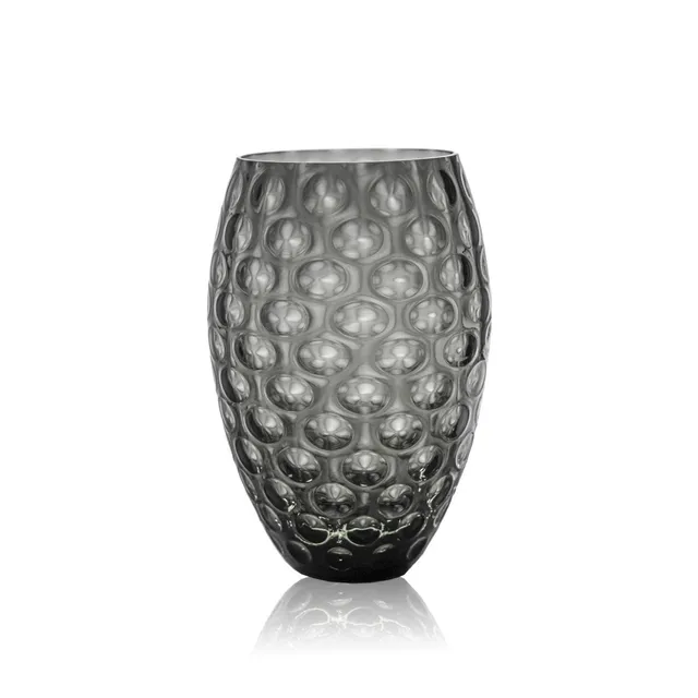 klimchi-kugel-vase-ovale-gris-fum-en-cristal image 1