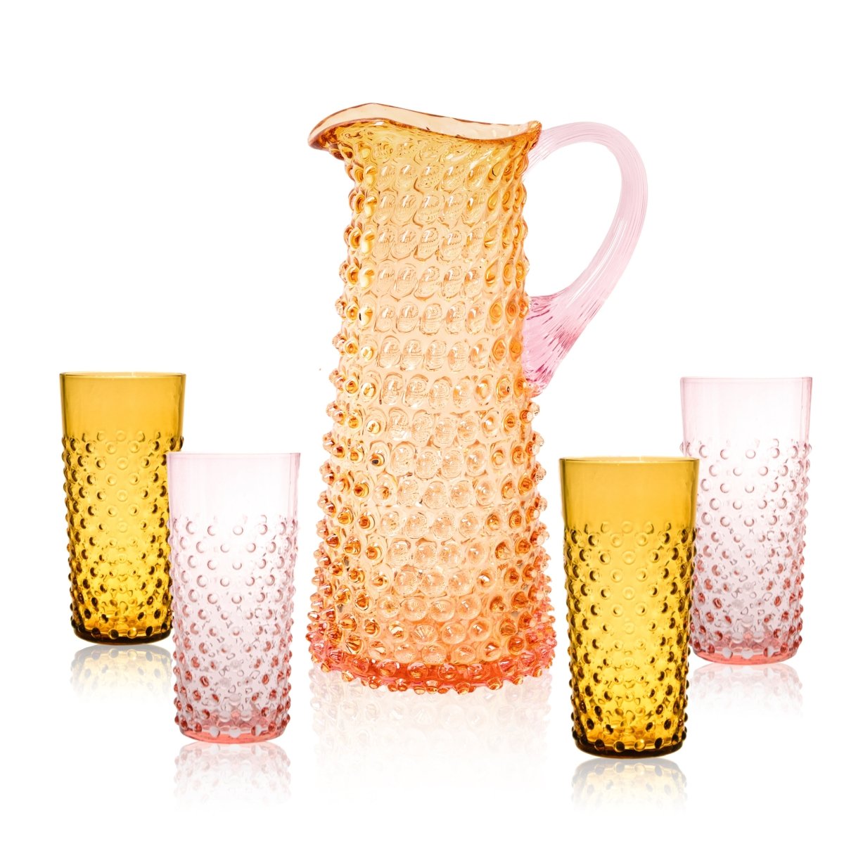klimchi-hobnail-service-pichet-sunrise-verres-hauts-ambr image 1