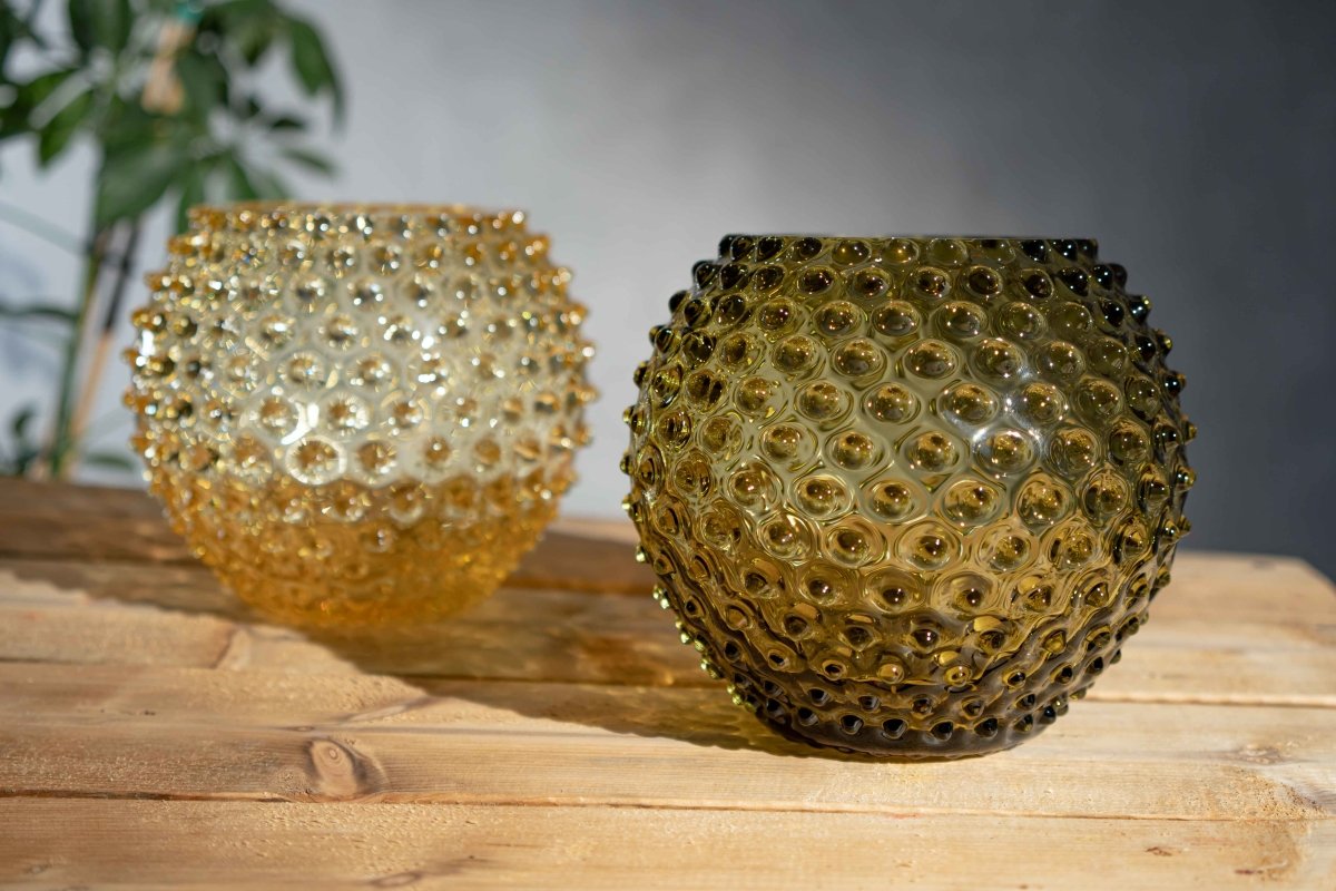 klimchi-hobnail-vase-verre-rond-vert-bonsai image 2