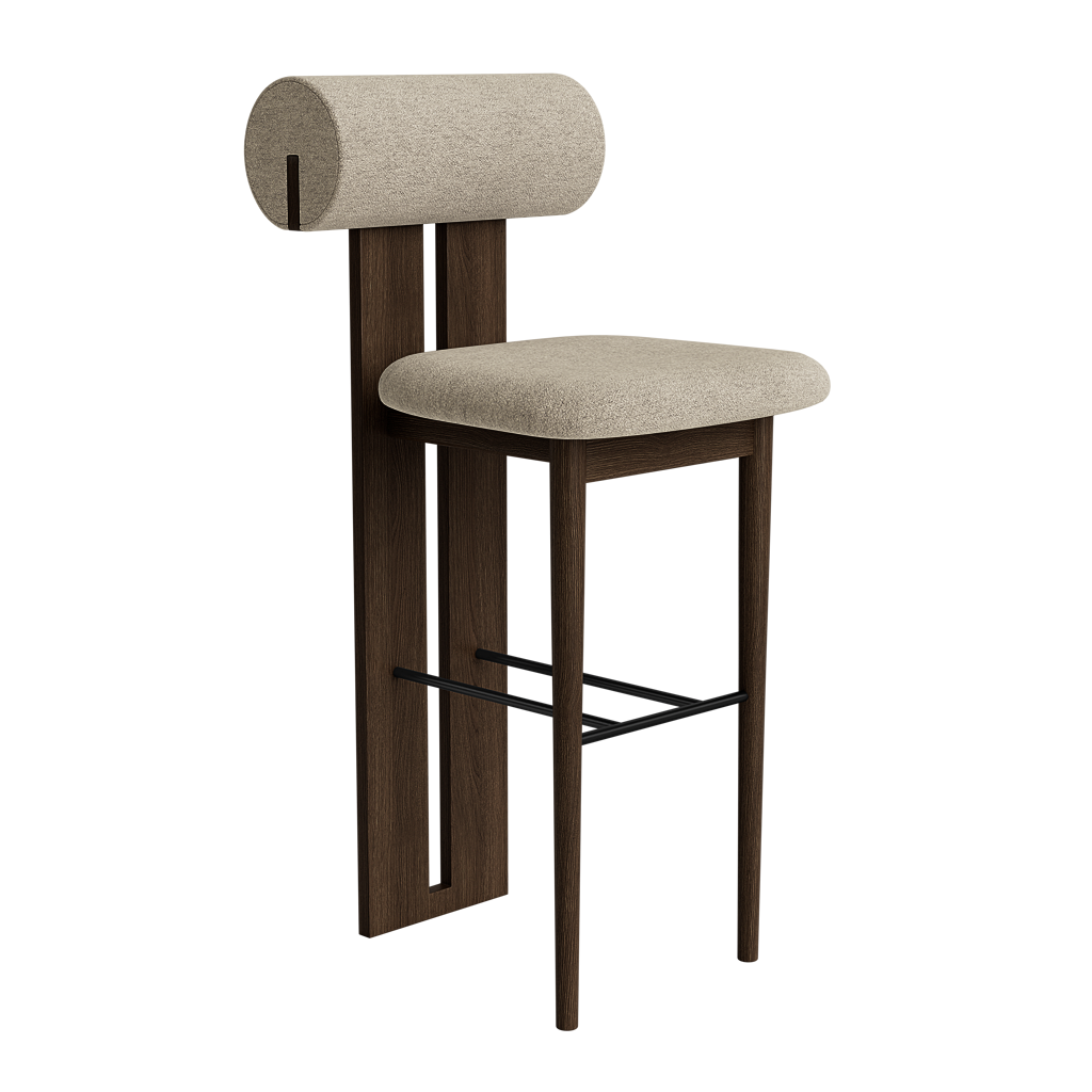 norr-11-hippo-tabouret-bar-65-cm-ch-ne-noir-tissu-sable image 3