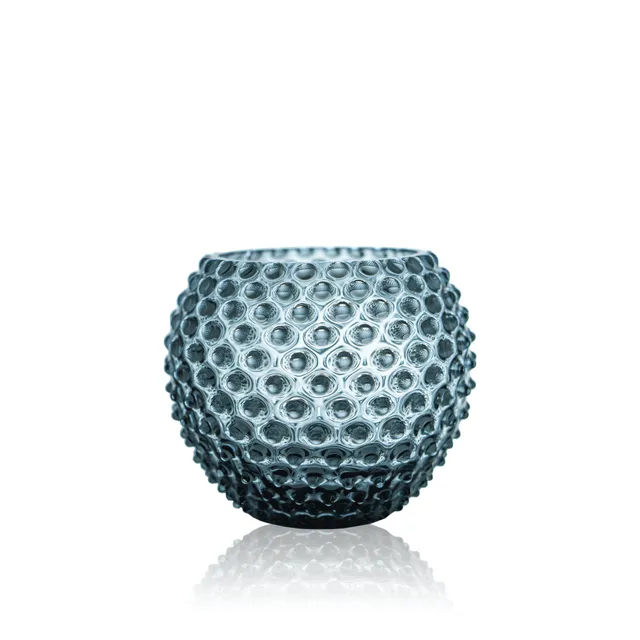 klimchi-hobnail-vase-rond-misty-blue-vase-verre-bleu image 1