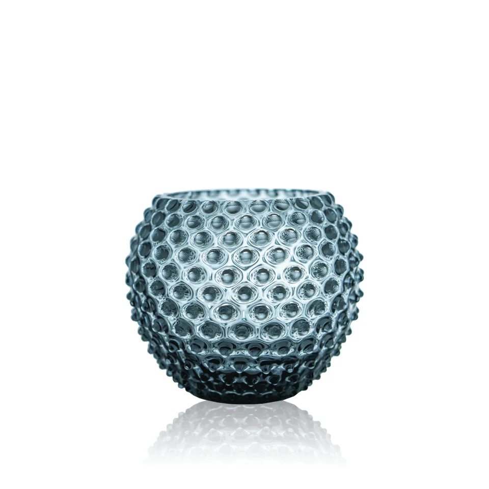 klimchi-hobnail-vase-rond-misty-blue-vase-verre-bleu image 1