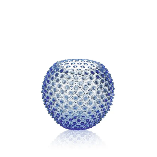klimchi-hobnail-vase-light-blue-rond-bleu-clair-fleurs image 1