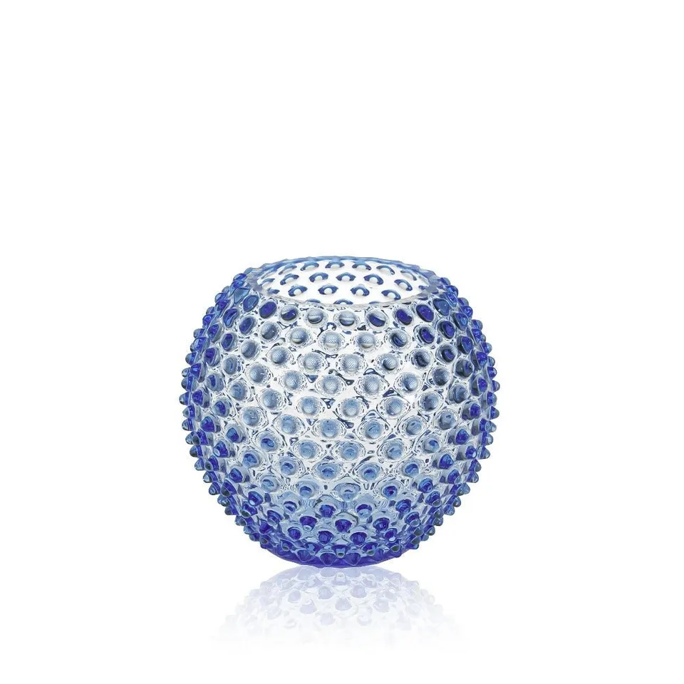 klimchi-hobnail-vase-light-blue-rond-bleu-clair-fleurs image 1