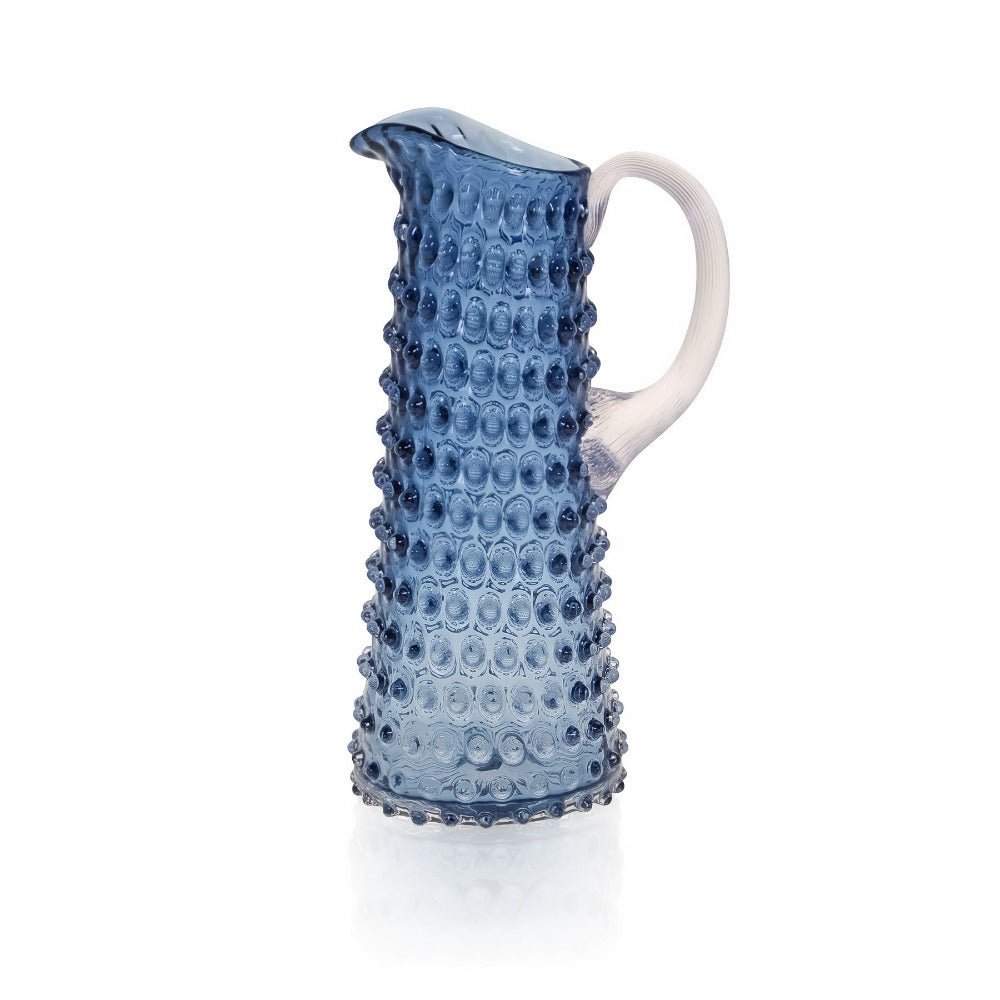 klimchi-hobnail-carafe-1-l-bleu-fum-picots image 1