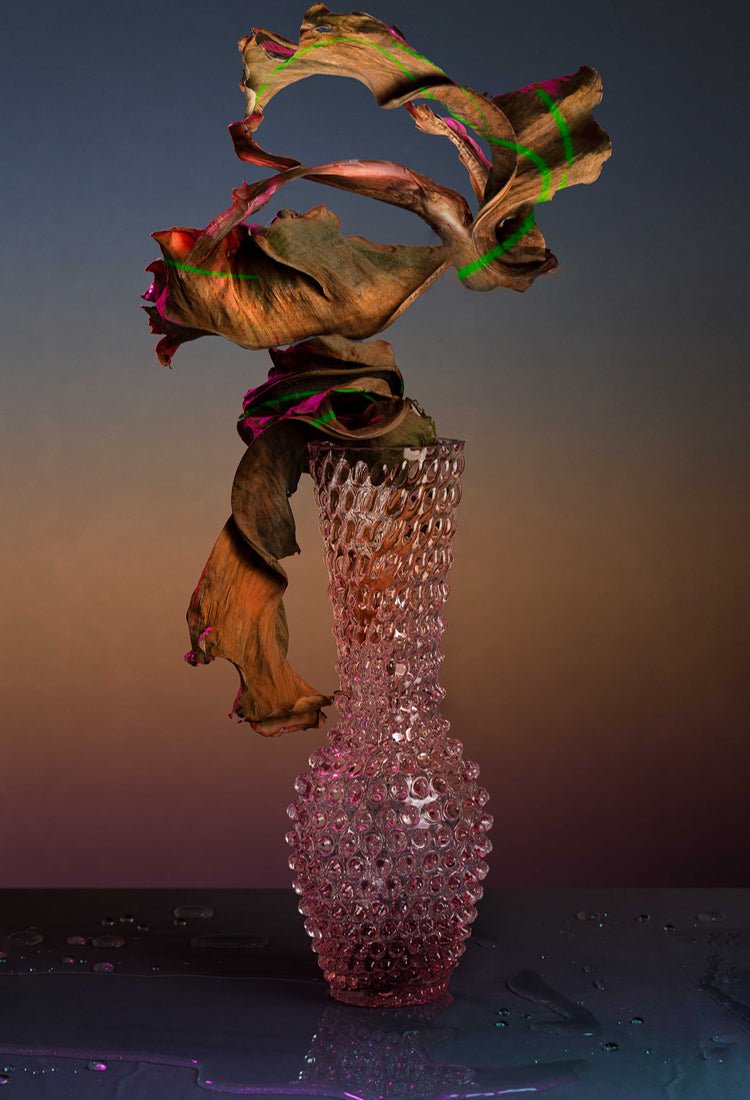 klimchi-fugu-vase-rosaline-rose-en-verre-translucide image 2