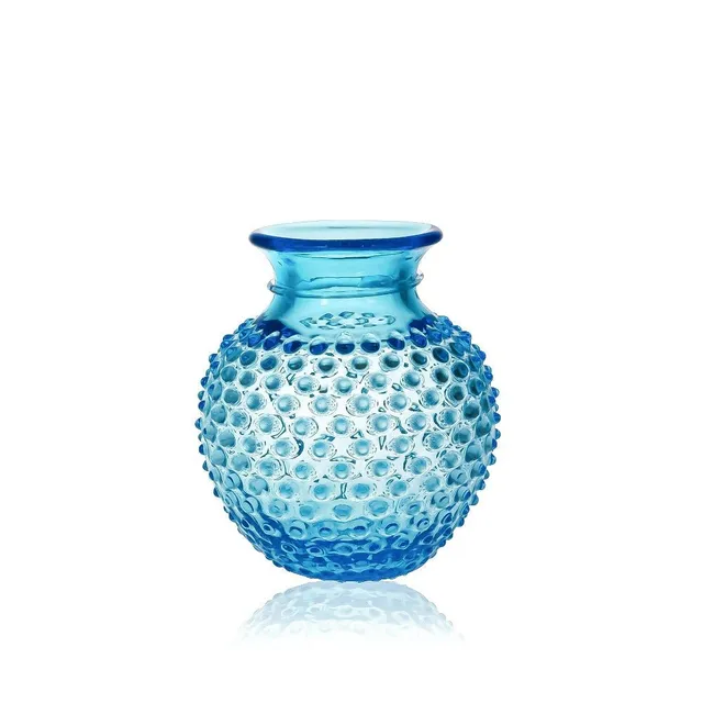 klimchi-hobnail-vase-col-azur-bleu-sans-plomb image 1