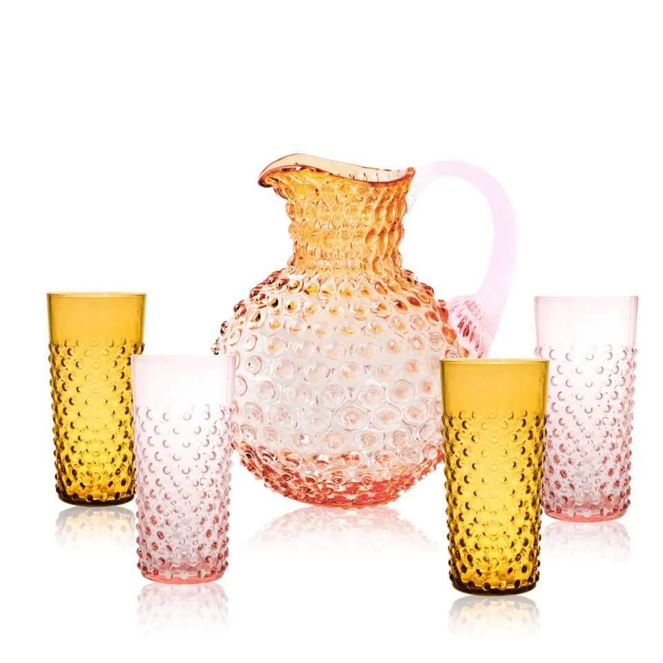 klimchi-hobnail-service-carafe-2000ml-verres-hauts-sunrise image 1