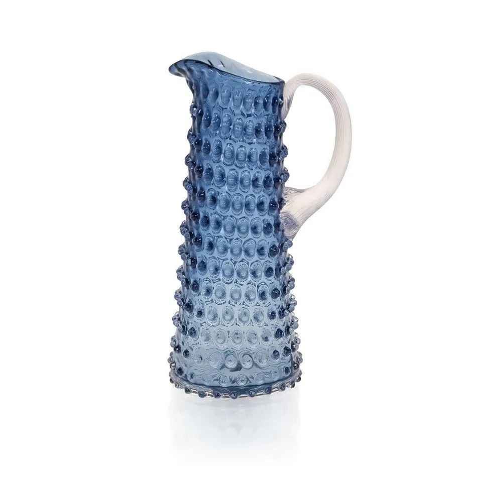 klimchi-hobnail-carafe-1-l-bleu-fum-picots image 1