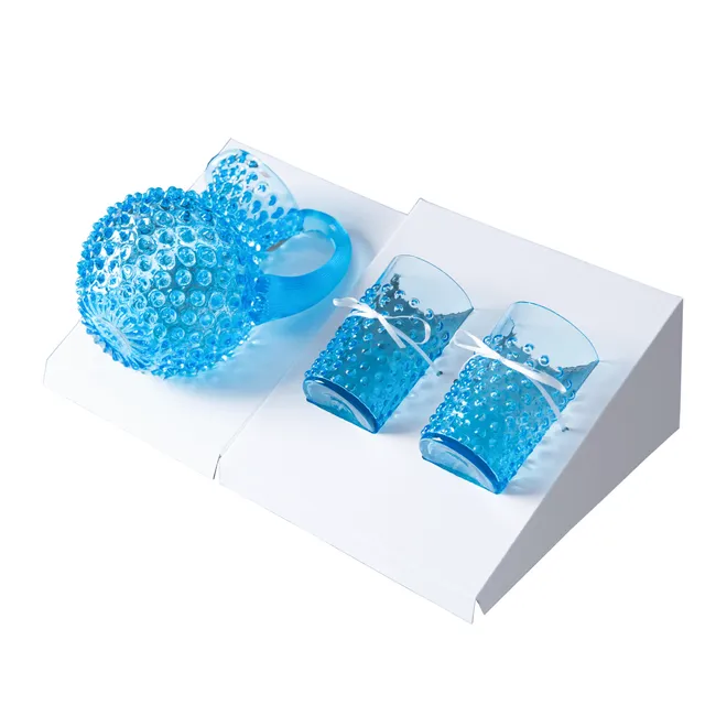 klimchi-hobnail-coffret-carafe-2-verres-verre-picots-fait-main image 1