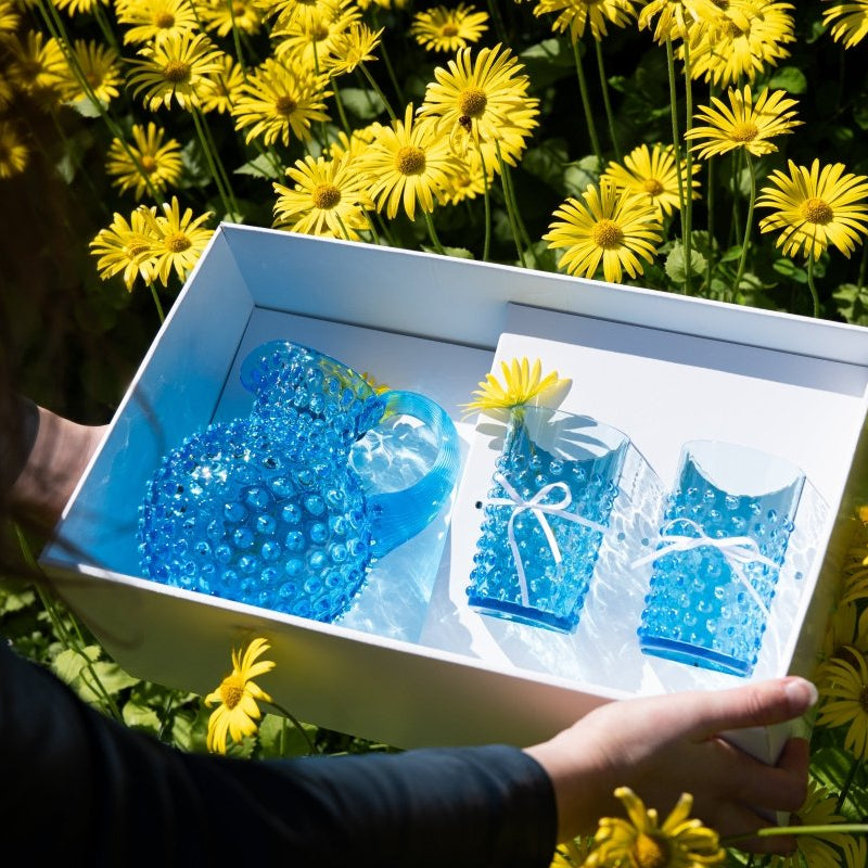 klimchi-hobnail-coffret-carafe-2-verres-verre-picots-fait-main image 7