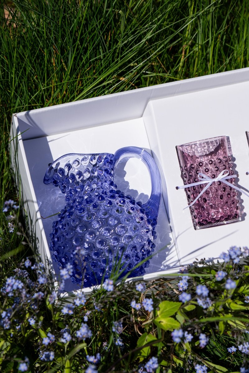 klimchi-hobnail-coffret-carafe-2-verres-verre-picots-fait-main image 3