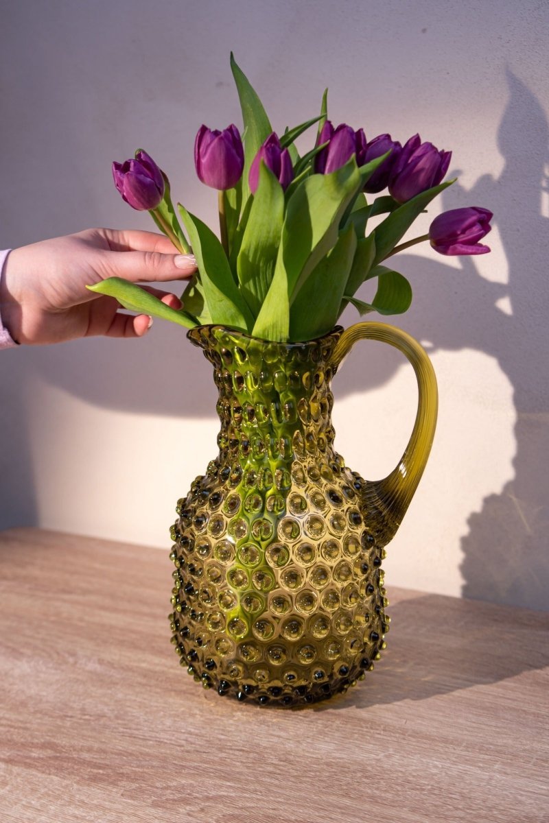 klimchi-hobnail-carafe-bonsai-green-2-litres image 2