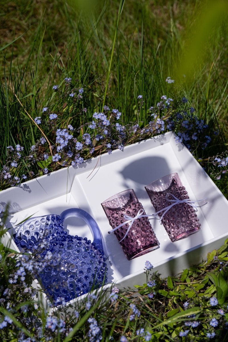klimchi-hobnail-coffret-carafe-2-verres-verre-picots-fait-main image 6