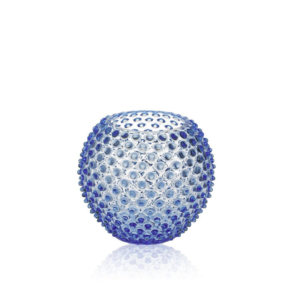 klimchi-hobnail-vase-light-blue-rond-bleu-clair-fleurs image 1