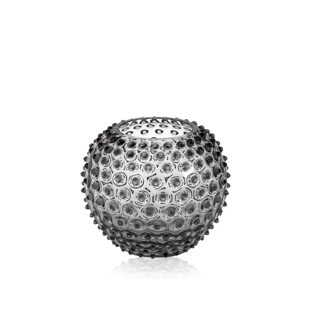klimchi-hobnail-vase-boule-gris-fum-picots image 1