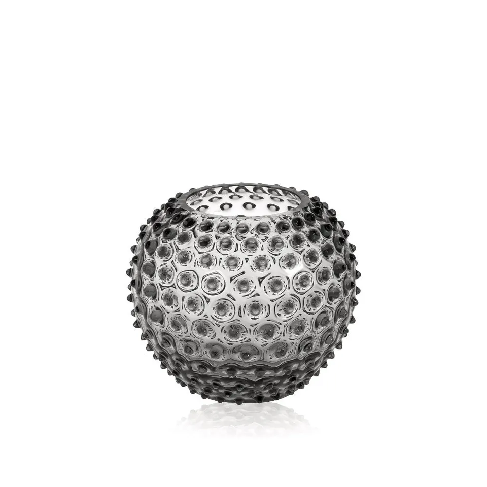 klimchi-hobnail-vase-boule-gris-fum-picots image 1