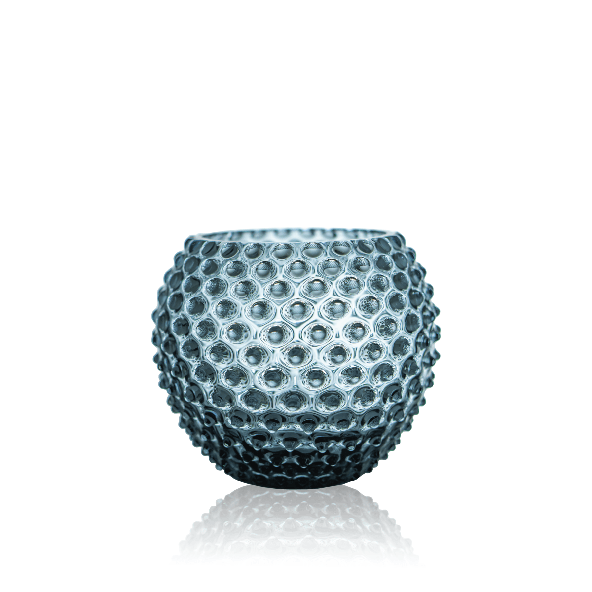 klimchi-hobnail-vase-rond-misty-blue-vase-verre-bleu image 1