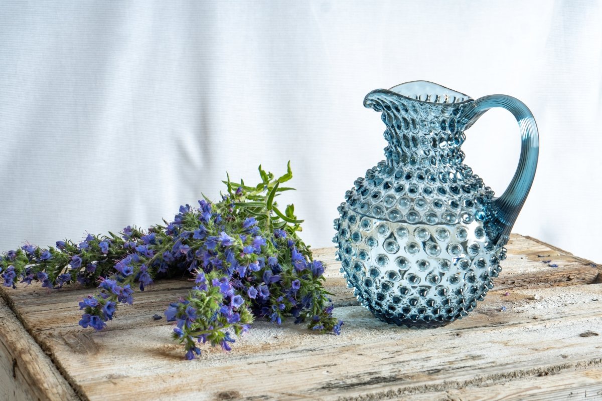 klimchi-hobnail-pichet-bleu-2l-verre-vintage-sans-plomb image 4