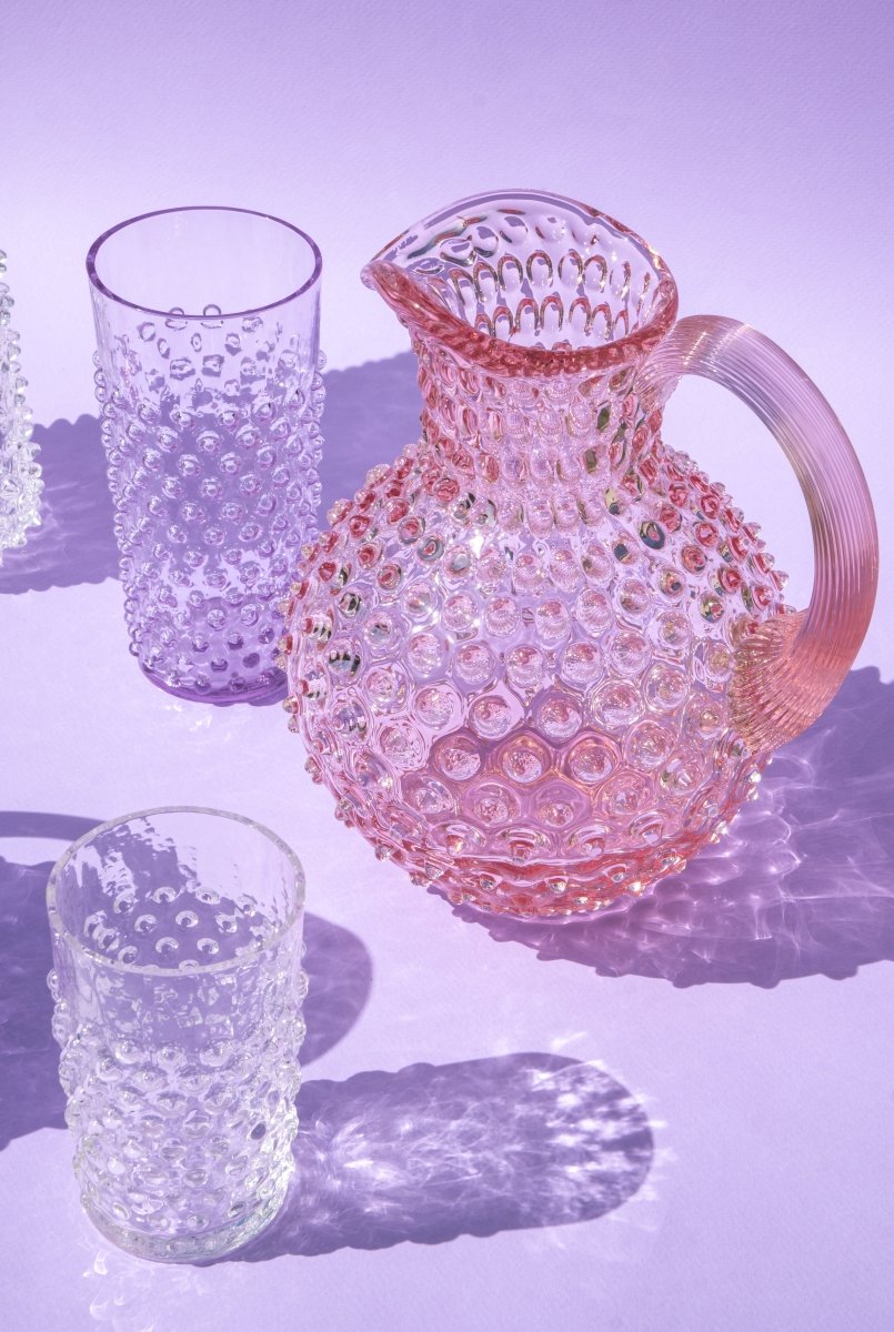 klimchi-hobnail-pichet-rosaline-rose-2-l-en-verre-pois image 4