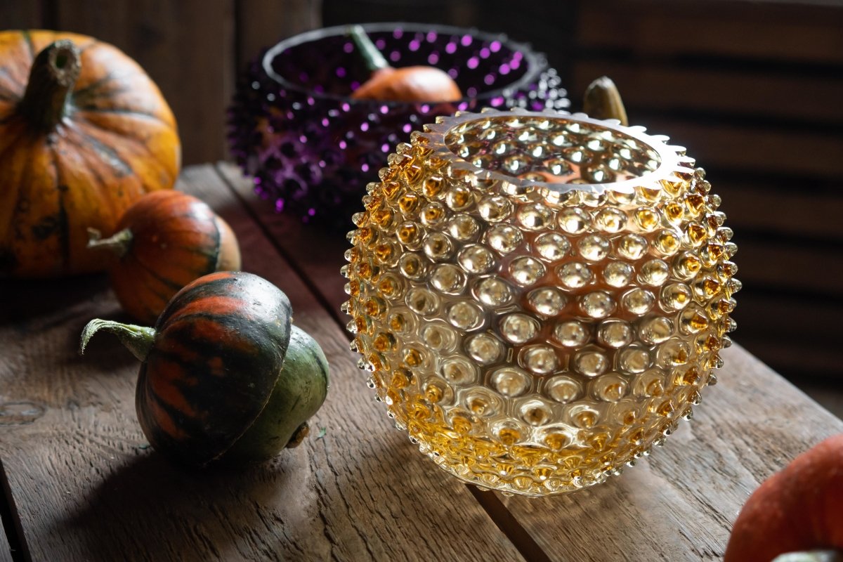 klimchi-hobnail-vase-rond-ambre-underlay-cristal image 4