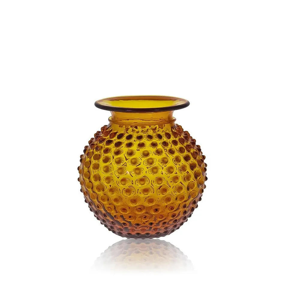 klimchi-hobnail-amber-vase-col-ambre-petit-verre image 1