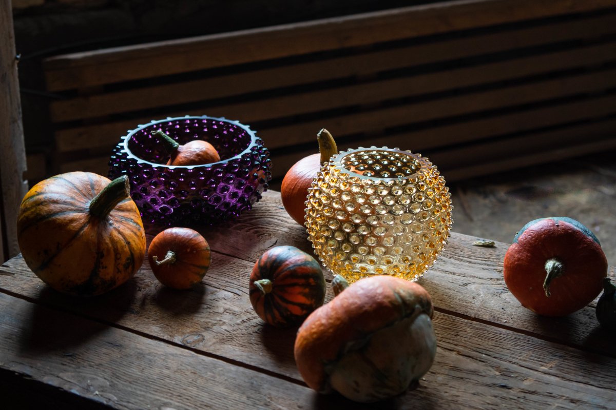 klimchi-hobnail-vase-rond-ambre-underlay-cristal image 3