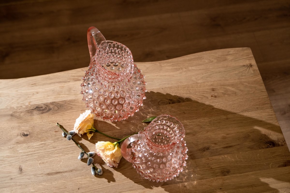 klimchi-hobnail-carafe-1-l-rose-rosaline-verre image 3