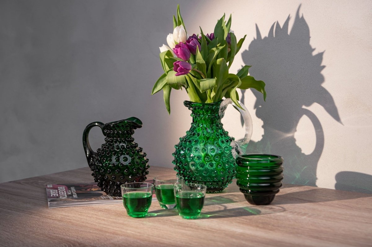 klimchi-hobnail-carafe-verre-vert-fonc-2-l-cristal image 2