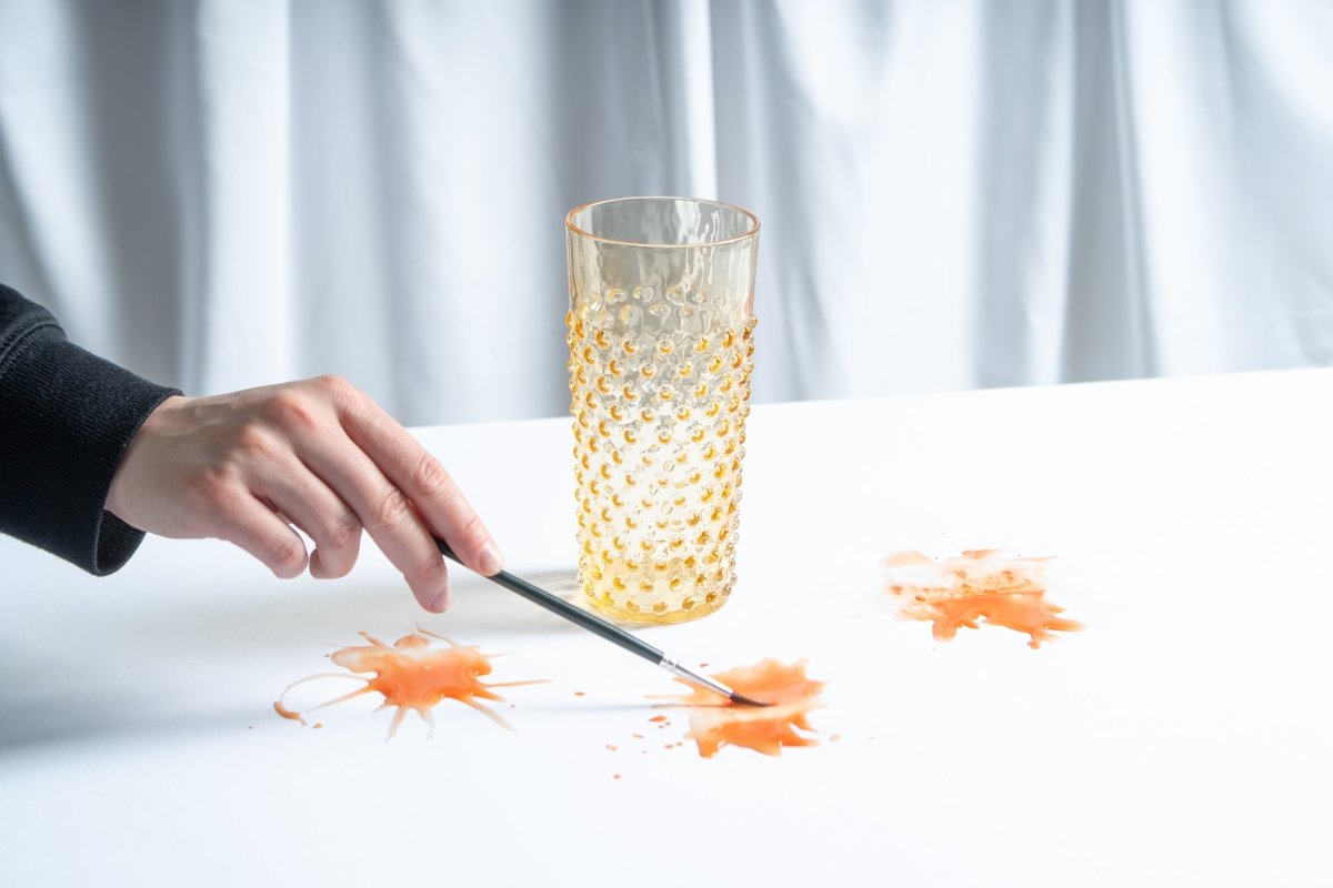 klimchi-hobnail-verre-ambre-400-ml-lot-de-2-fait-main image 3
