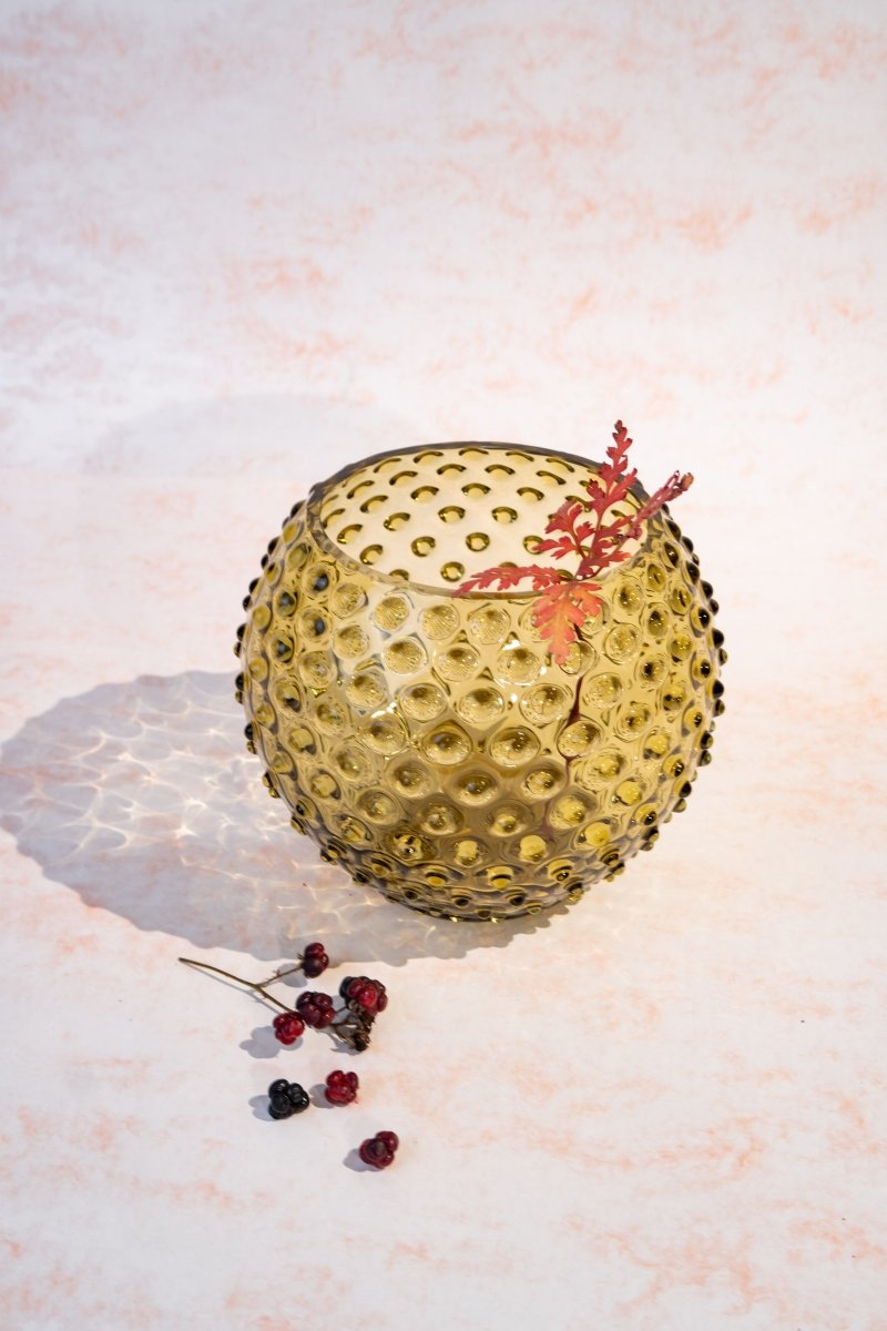 klimchi-hobnail-vase-verre-rond-vert-bonsai image 4