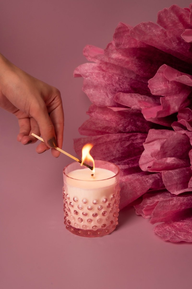 klimchi-hobnail-bougie-pivoine-cire-soja-rose image 2