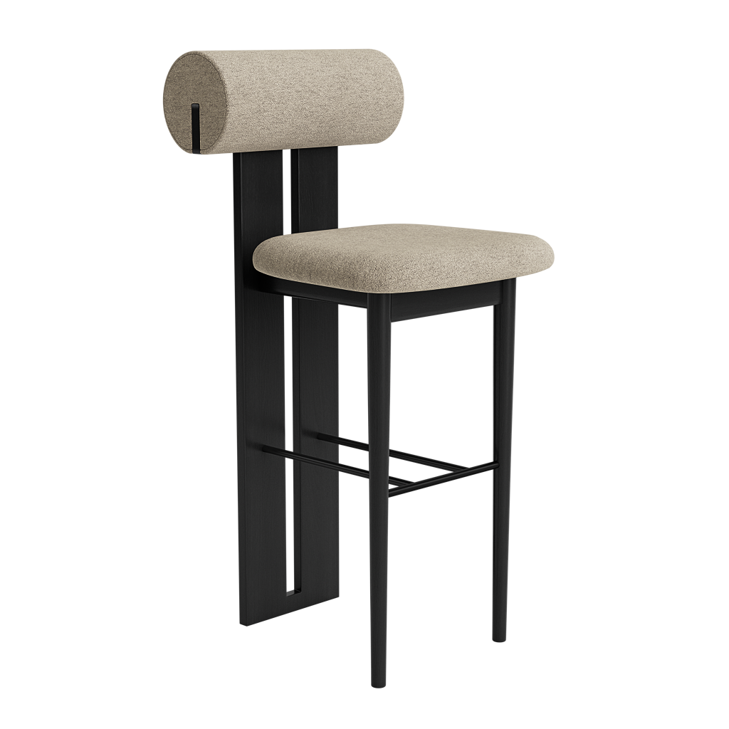 norr-11-hippo-tabouret-bar-65-cm-ch-ne-noir-tissu-sable image 1