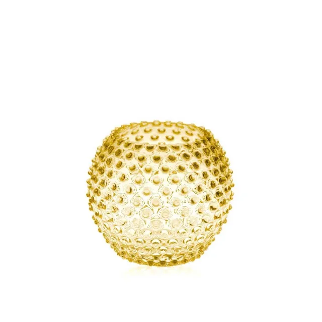 klimchi-hobnail-vase-rond-ambre-underlay-cristal image 1