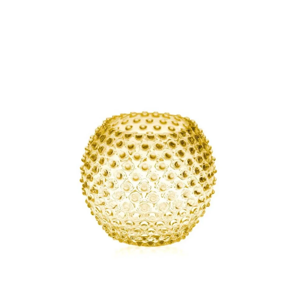 klimchi-hobnail-vase-rond-ambre-underlay-cristal image 1
