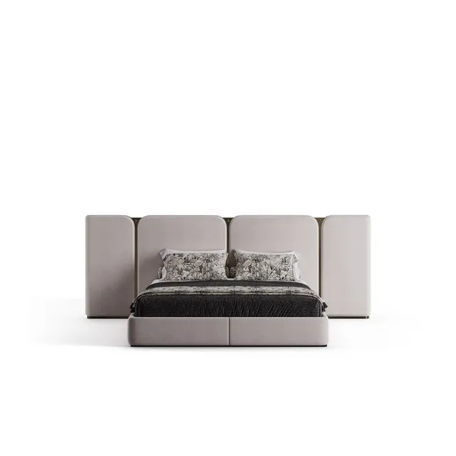 bablanc-bed-garde-lit-double-tissu-laiton-dor image 1