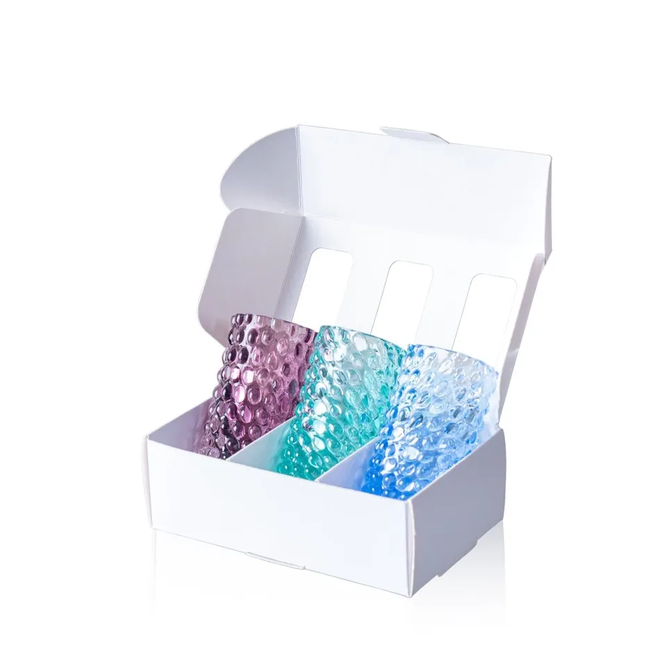 klimchi-hobnail-lot-3-petits-vases-verre-mixte image 1