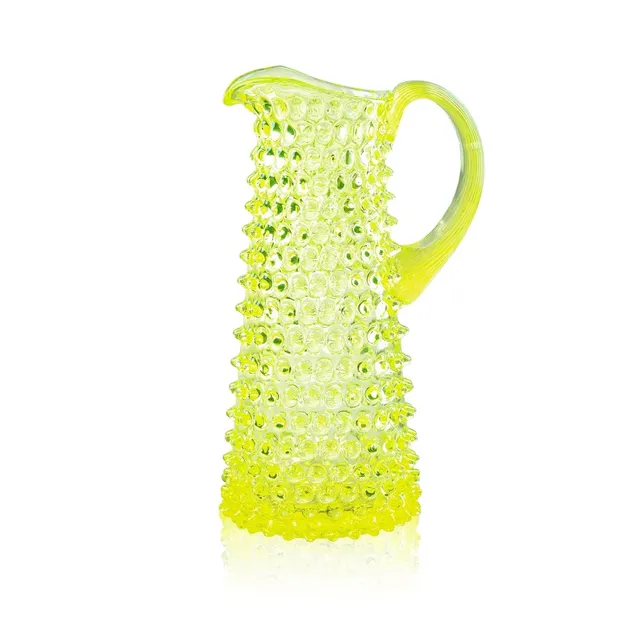 klimchi-hobnail-neon-citrine-pichet-verre-1-litre-jaune image 1