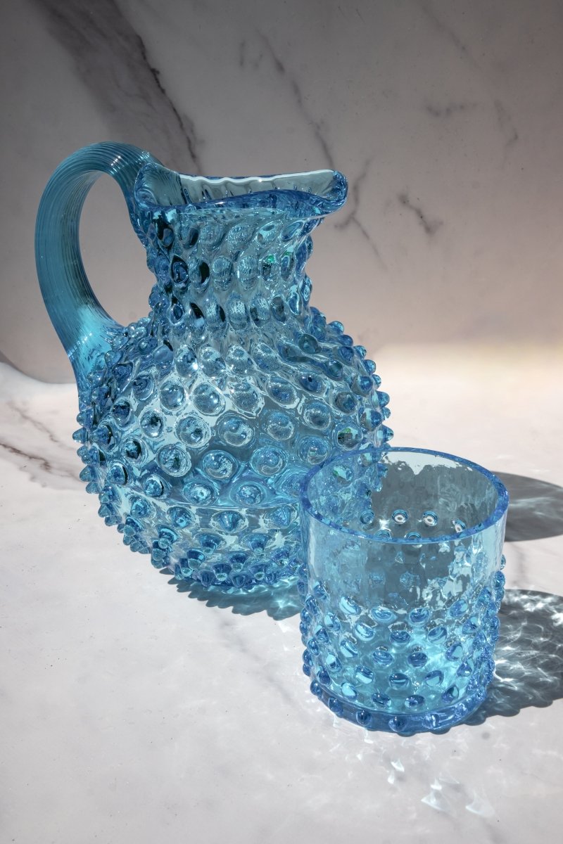 klimchi-hobnail-carafe-azure-1-l-verre-bleu-ciel image 2