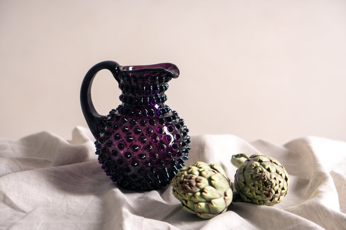 klimchi-hobnail-carafe-violet-1-l-verre-aigue-marine image 2