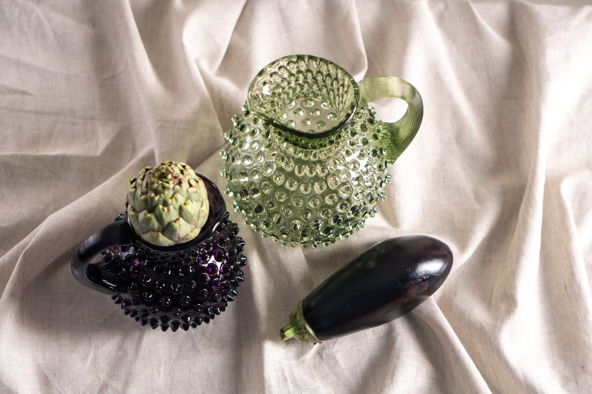 klimchi-hobnail-carafe-violet-1-l-verre-aigue-marine image 4