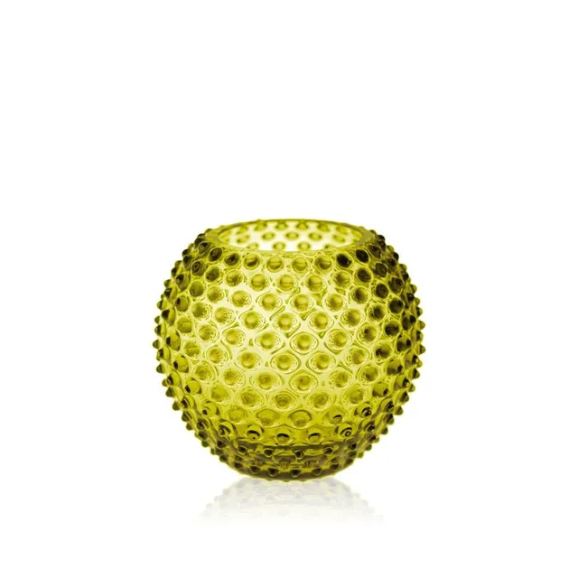 klimchi-hobnail-vase-verre-rond-vert-bonsai image 1