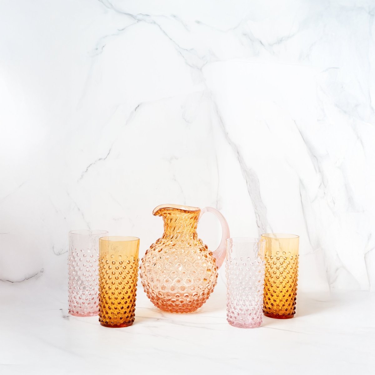 klimchi-hobnail-service-carafe-2000ml-verres-hauts-sunrise image 2