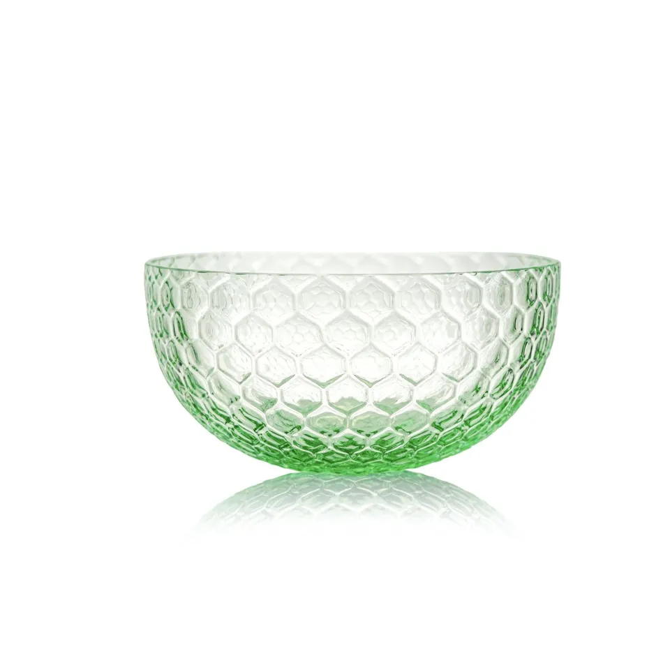 klimchi-honeycomb-bol-en-verre-vert-clair-nid-d-abeille image 1